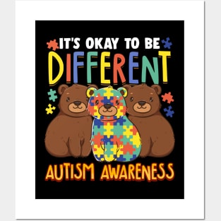 It's OK To Be Different Autism Awareness Bears Posters and Art